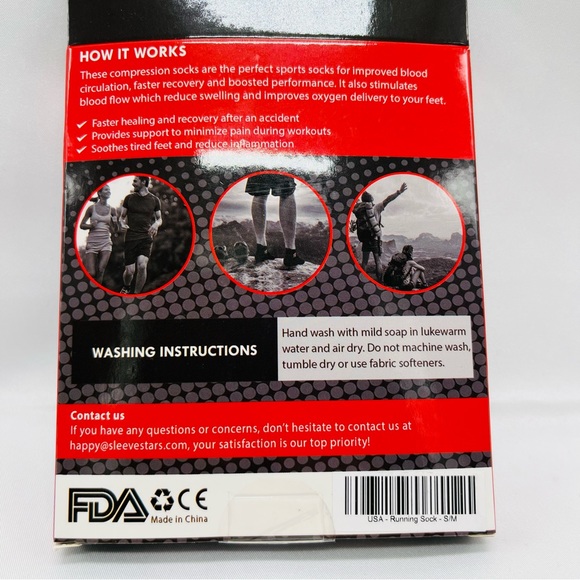 Sleeve Stars Running Support compression Socks in black size S/M NWT - Picture 3 of 3